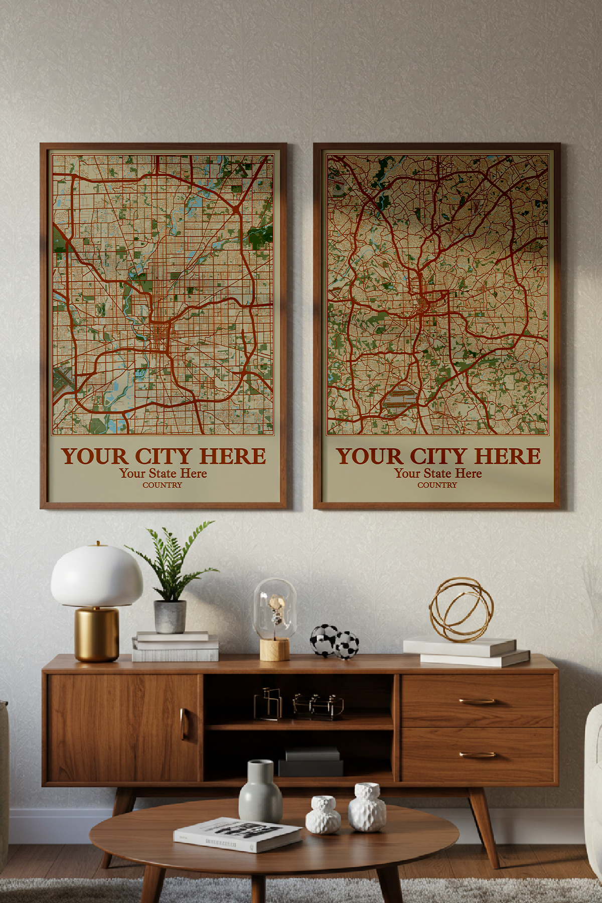 26+	Living Room Apartment Aesthetic Configurations: Personalizable Maps Artworks - Rochag