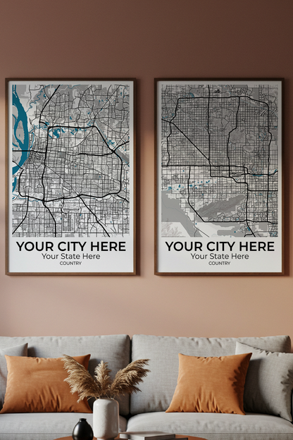 28+	Home Decoration Design Living Rooms Combinations: Personalizable Framed Maps