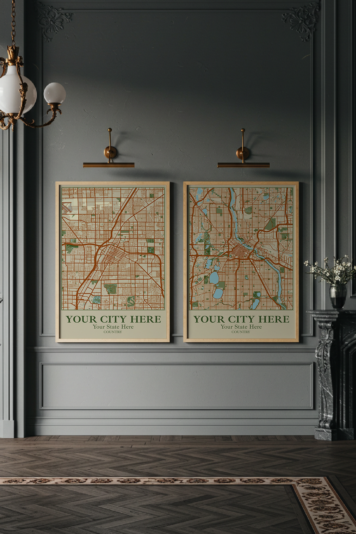 28+	Living Room Decor Gray	Combinations: Personalizable Framed Maps - Rochag