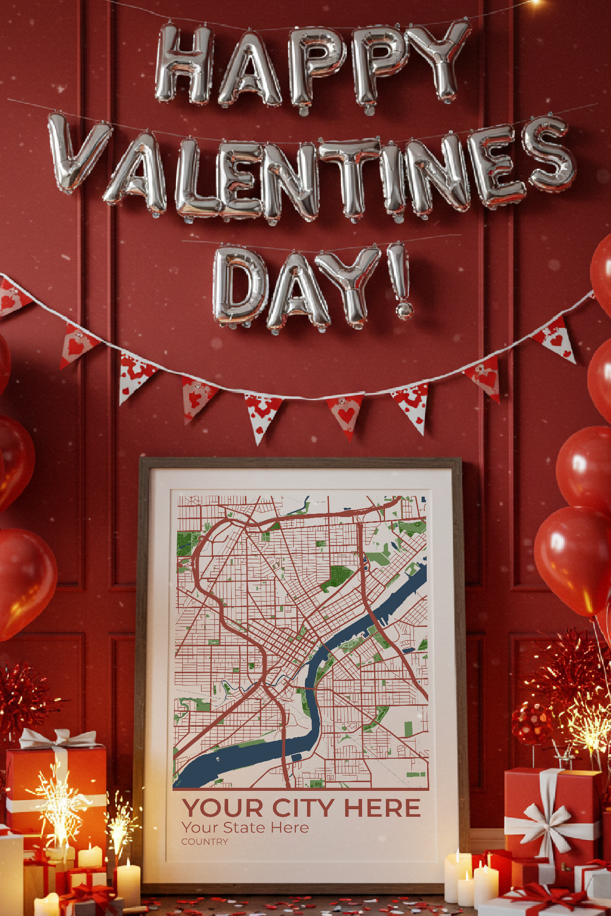 28+	Valentine's Day Gift Ideas For Boyfriend Alternatives: Customizable Wall Art Maps