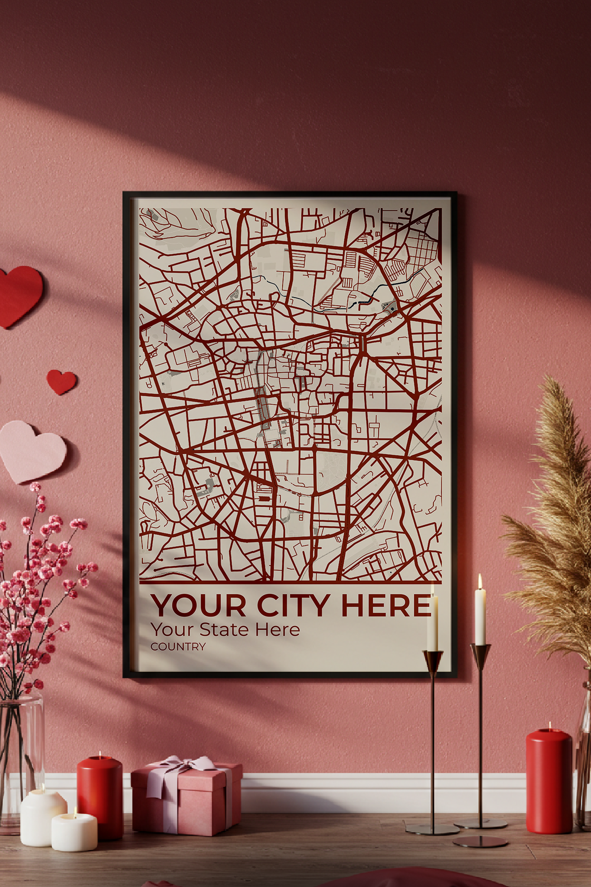 28+	Valentines Gift Husband Combinations: Personalizable Framed Maps - Rochag