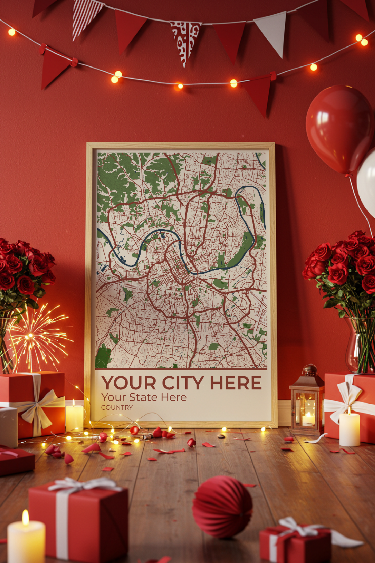 32+	Gift Ideas For Mom	Combinations: Personalizable Framed Maps - Rochag