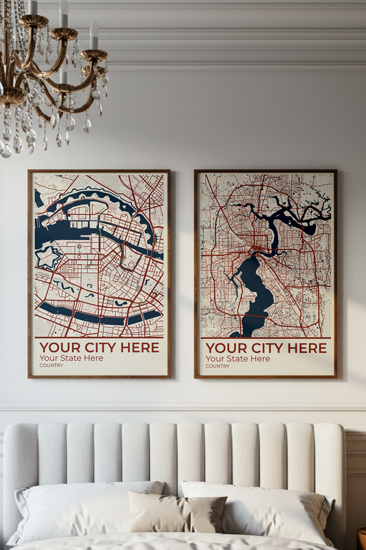 32+	Bedroom Decor For Small Rooms Aesthetic Combinations: Personalizable Framed Maps - Rochag