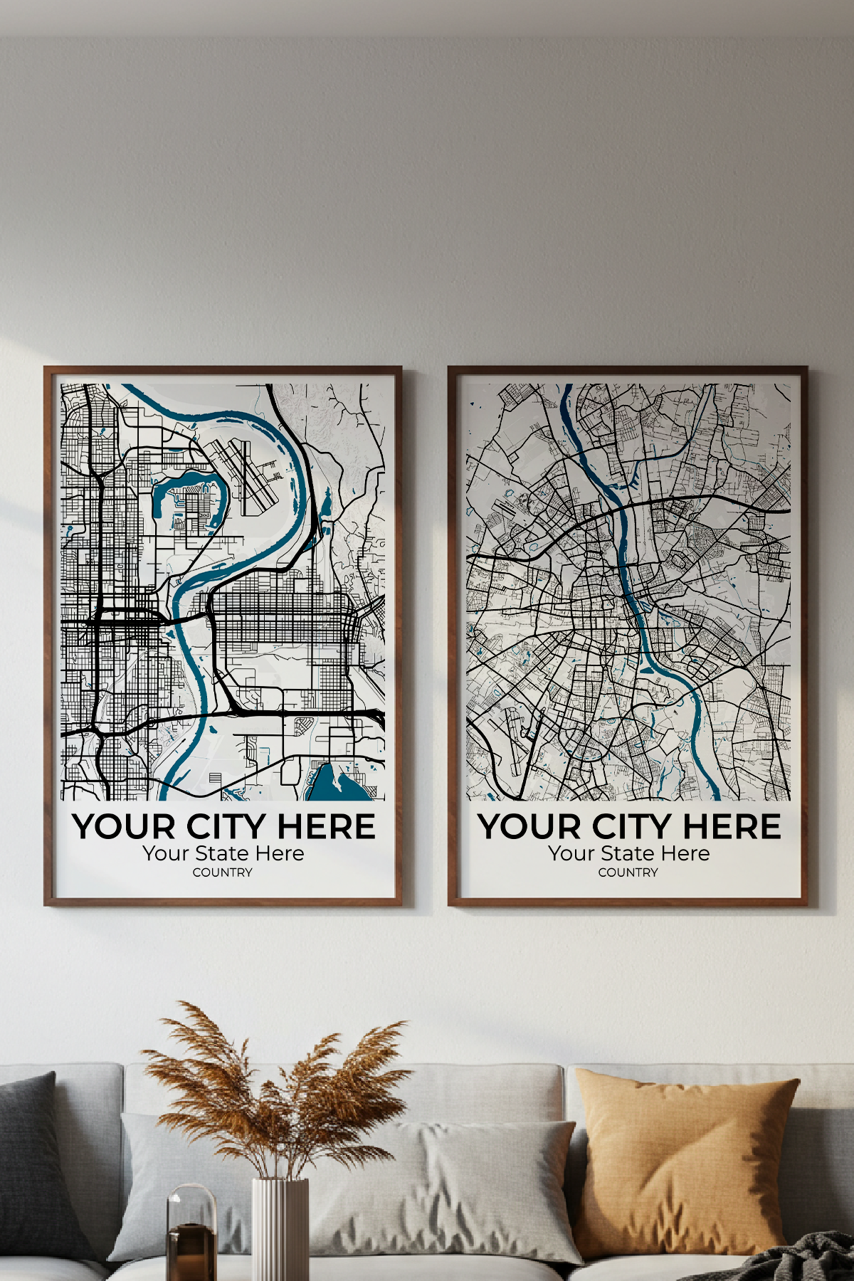 32+	Small Hall Ideas Decoration Living Rooms Combinations: Personalizable Framed Maps - Rochag