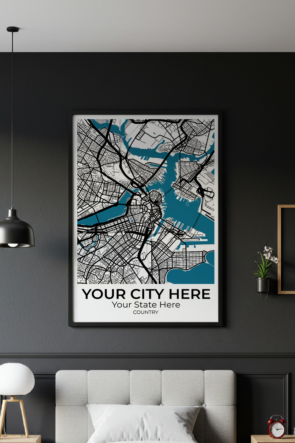 34+	Framed Art On Black Wall Ideas: Customizable Wall Decor Maps