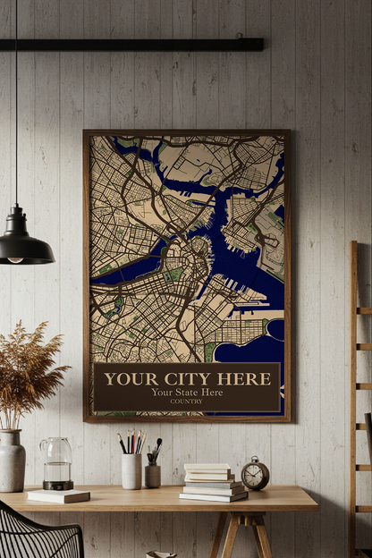 34+	Home Decor For Men Configurations: Personalizable Maps Artworks