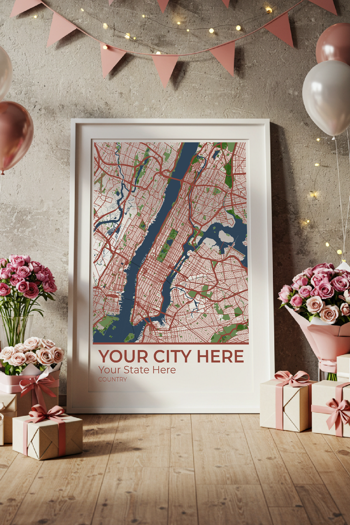 18+ Mother’s Day Gift Idea Aesthetic: Personalizable Framed Maps