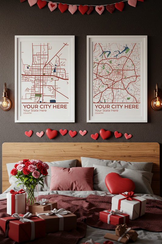 18+ Cute Valentines Day Room Decor: Personalizable Framed Maps