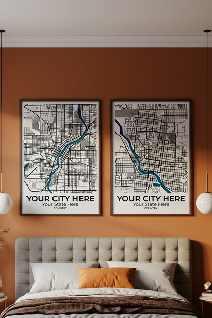 36+	Wall Art Bedroom Aesthetic Combinations: Personalizable Framed Maps