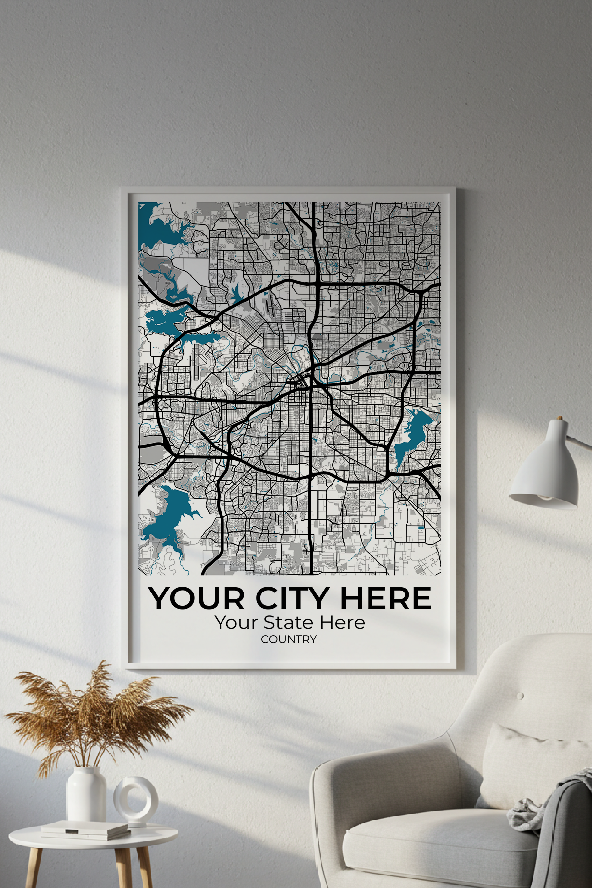 36+	White Framed Art On White Wall Alternatives: Customizable Wall Art Maps