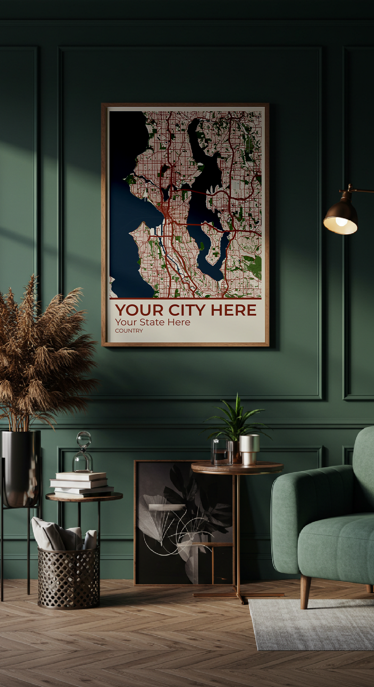 36+	Residential Room Decor Combinations: Personalizable Framed Maps