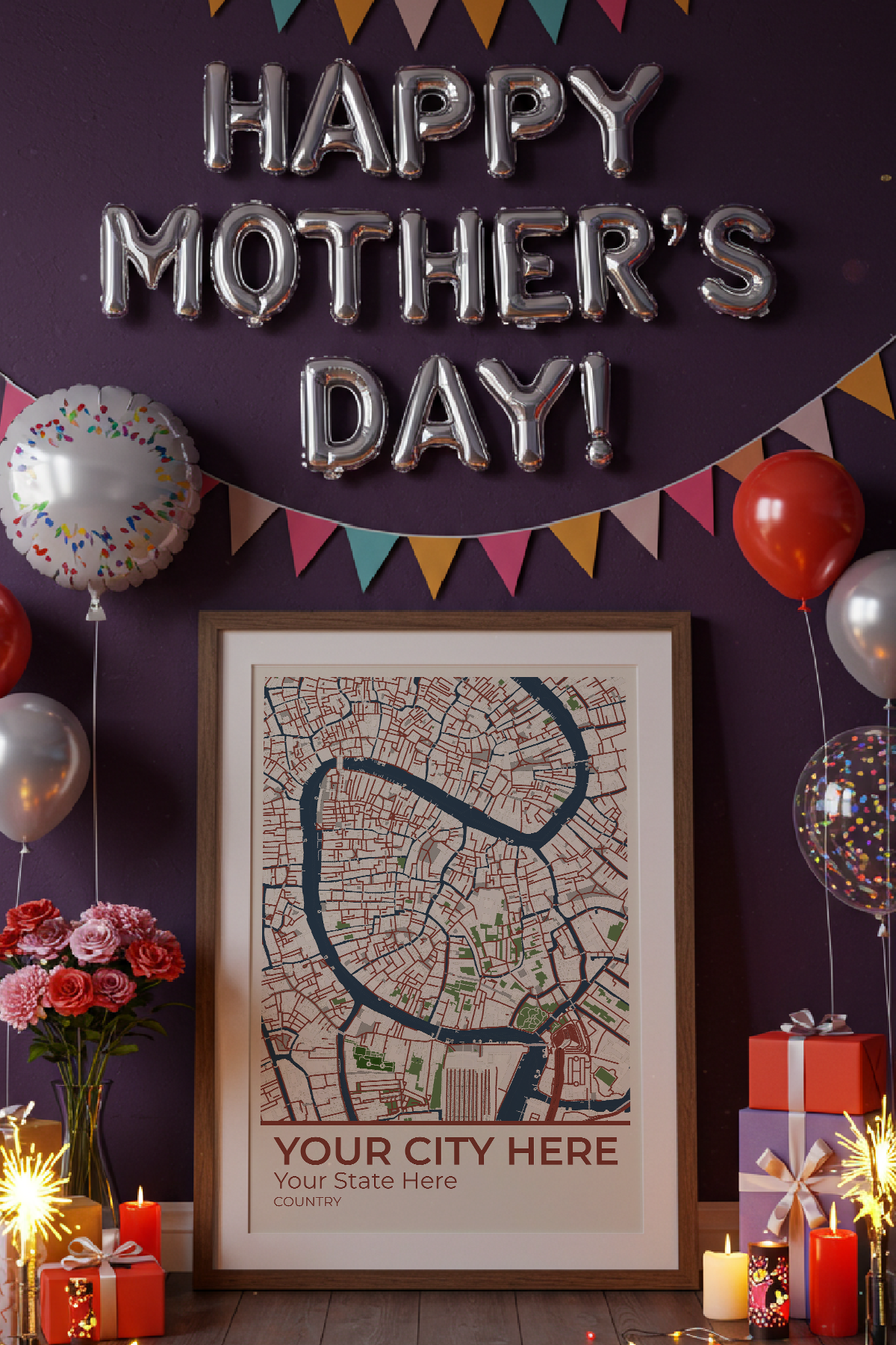 42+	Mothers Day Gifts From Daughter Ideas: Customizable Wall Decor Maps