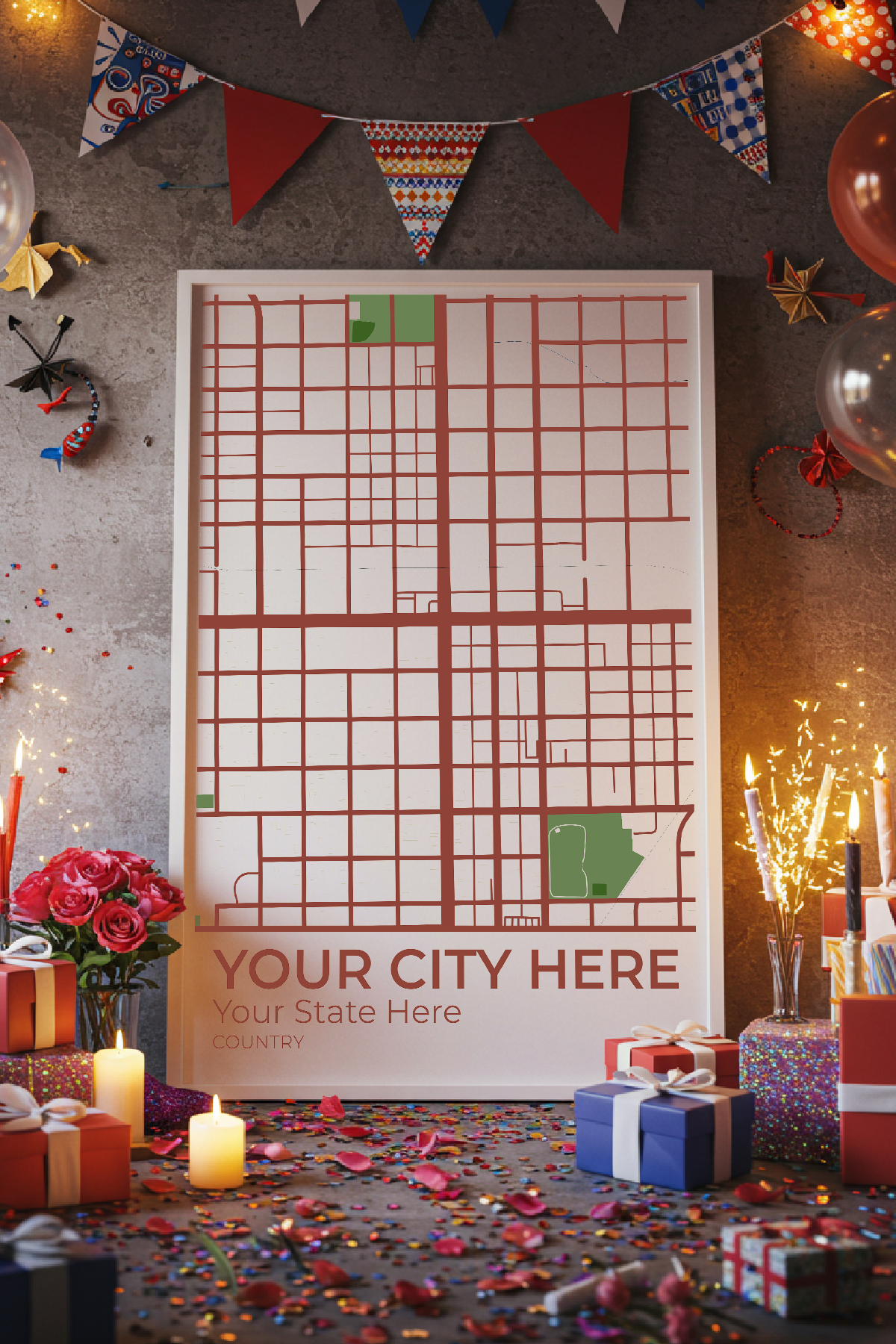 42+	Valentines Day Aesthetic Ideas: Customizable Wall Decor Maps