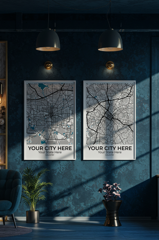 44+ Cool Office Lobby Design Combinations: Personalizable Framed Maps