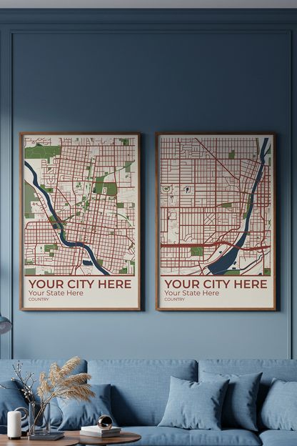 44+	Living Room Decor Above Couch Combinations: Personalizable Framed Maps