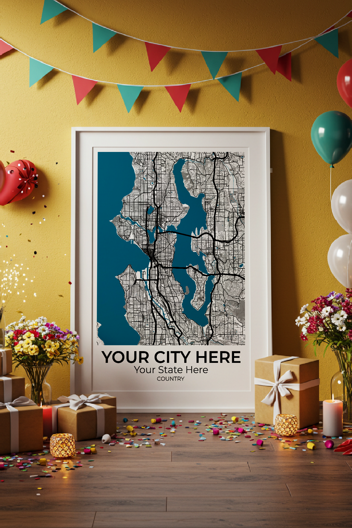 45+	Gift Idea Anniversary Possibilities: Custom Wall Decor Maps - Rochag