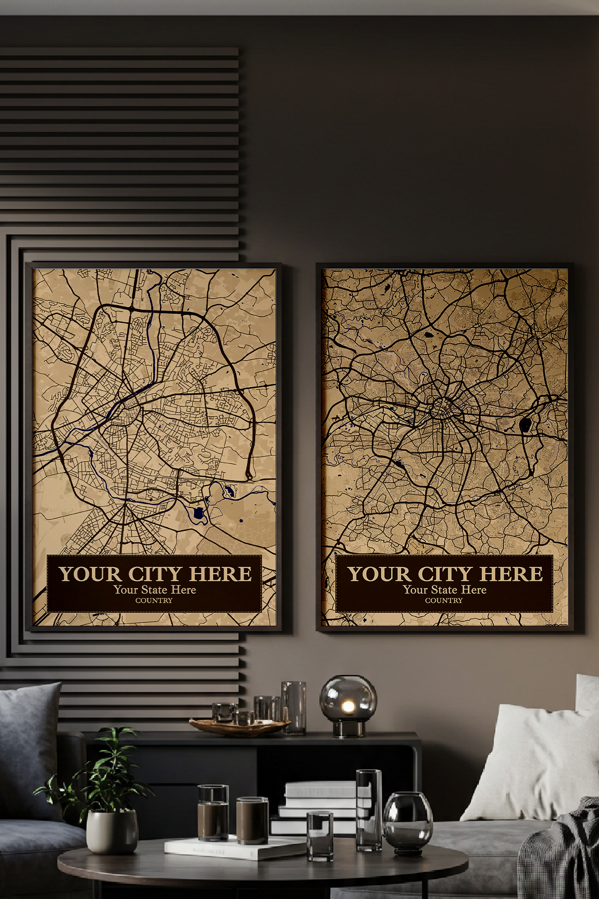 45+	Living Room Apartment Eclectic	Configurations: Personalizable Maps Artworks - Rochag