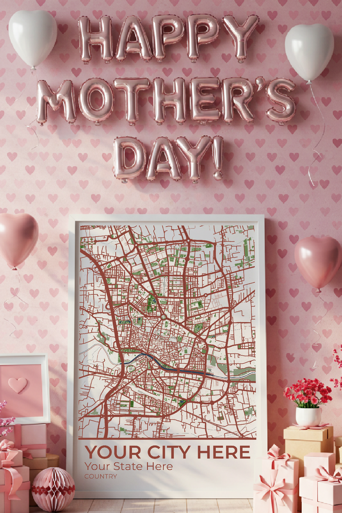 45+	Mothers Day Gifts DIY Ideas: Customizable Wall Decor Maps