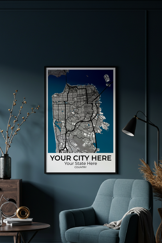 12+	Minimalist Wall Art Blue Options: Custom Wall Art Maps - Rochag