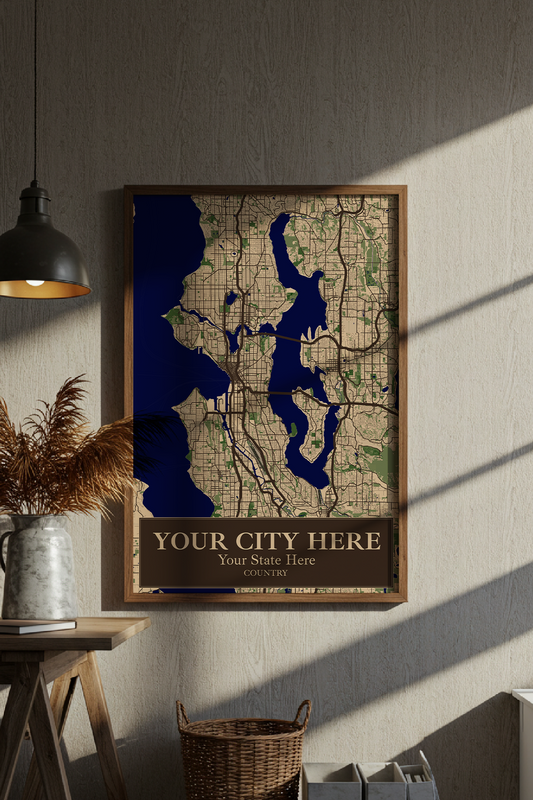 22+ Rustic Chic Office Decor Boho Combinations: Personalizable Framed Maps