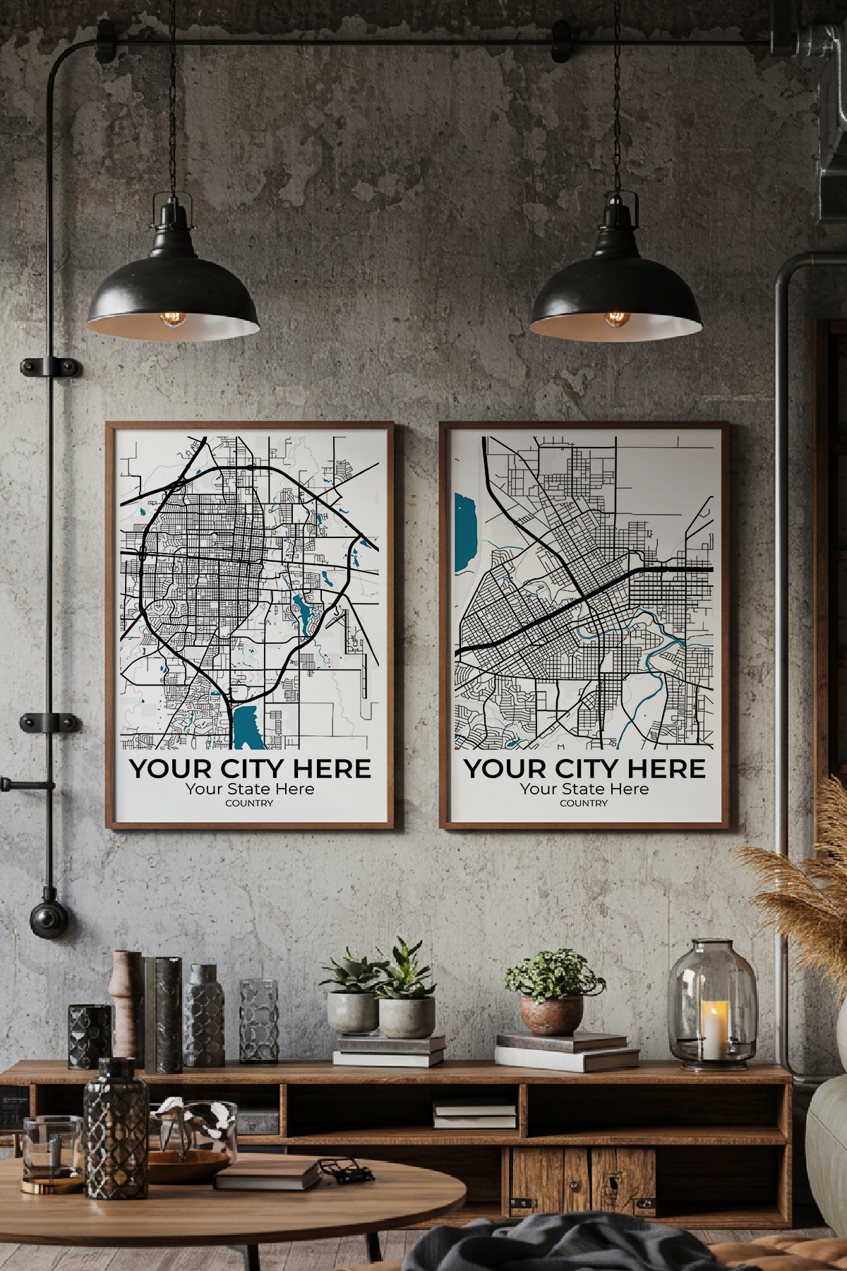 14+	Living Room Apartment Art Ideas Configurations: Personalizable Maps Artworks - Rochag