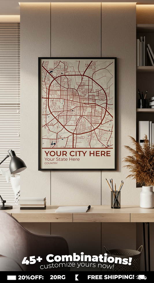 14+	Office Decoration At Work Configurations: Personalizable Maps Artworks - Rochag