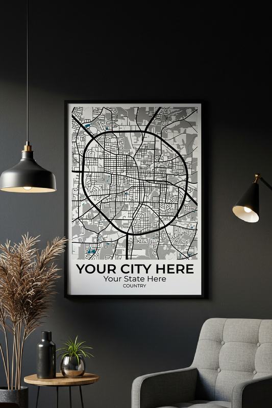 16+	Minimalist Wall Art Black Frame	Options: Custom Wall Art Maps