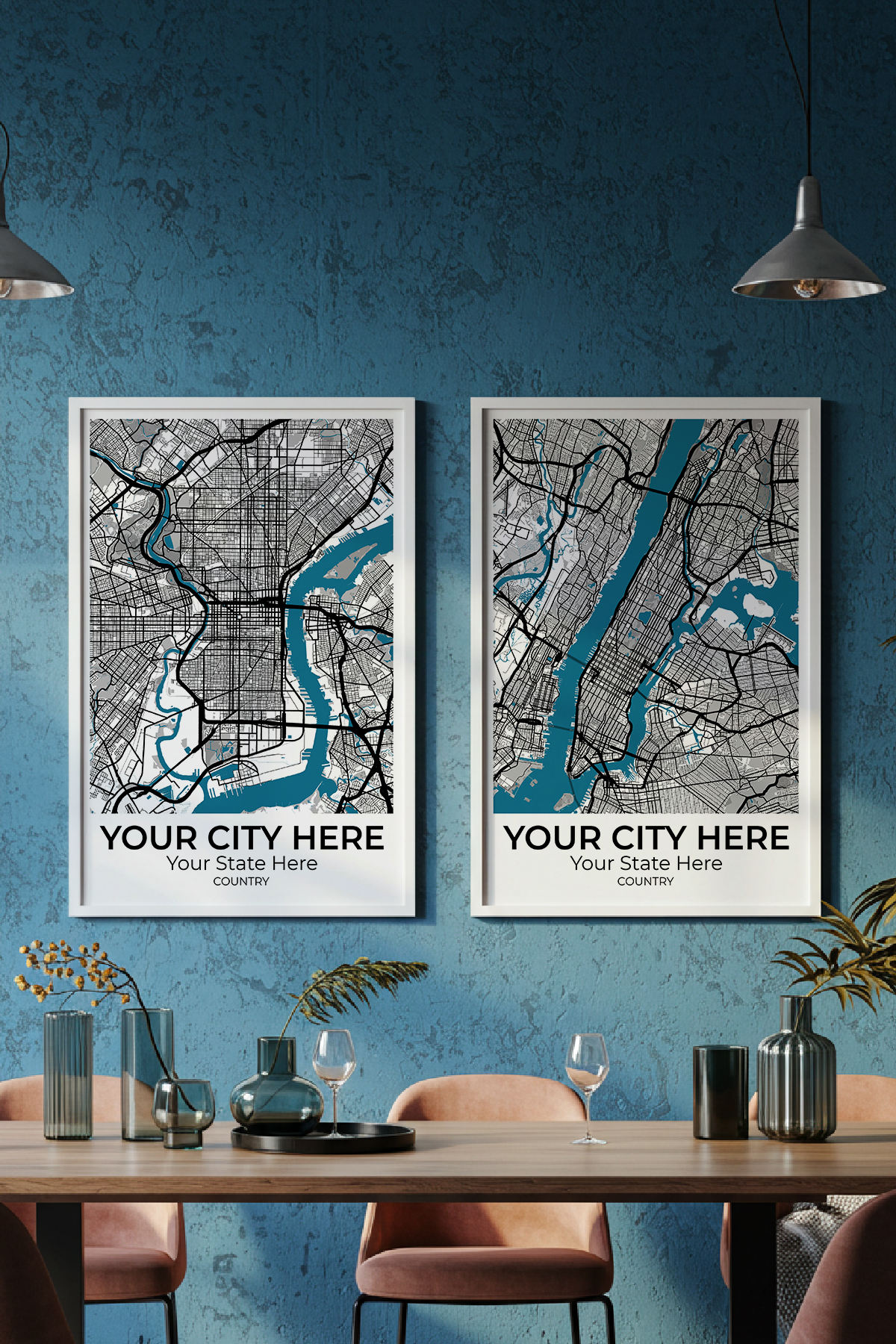 18+	Home Decor Blue	Configurations: Personalizable Maps Artworks - Rochag