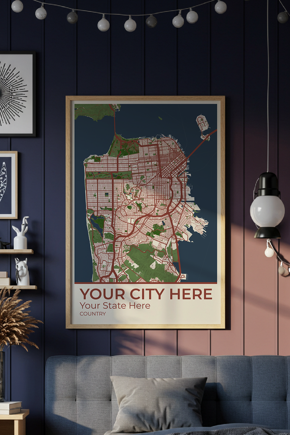 18+	Wall Art Above Bed Ideas: Customizable Wall Decor Maps - Rochag