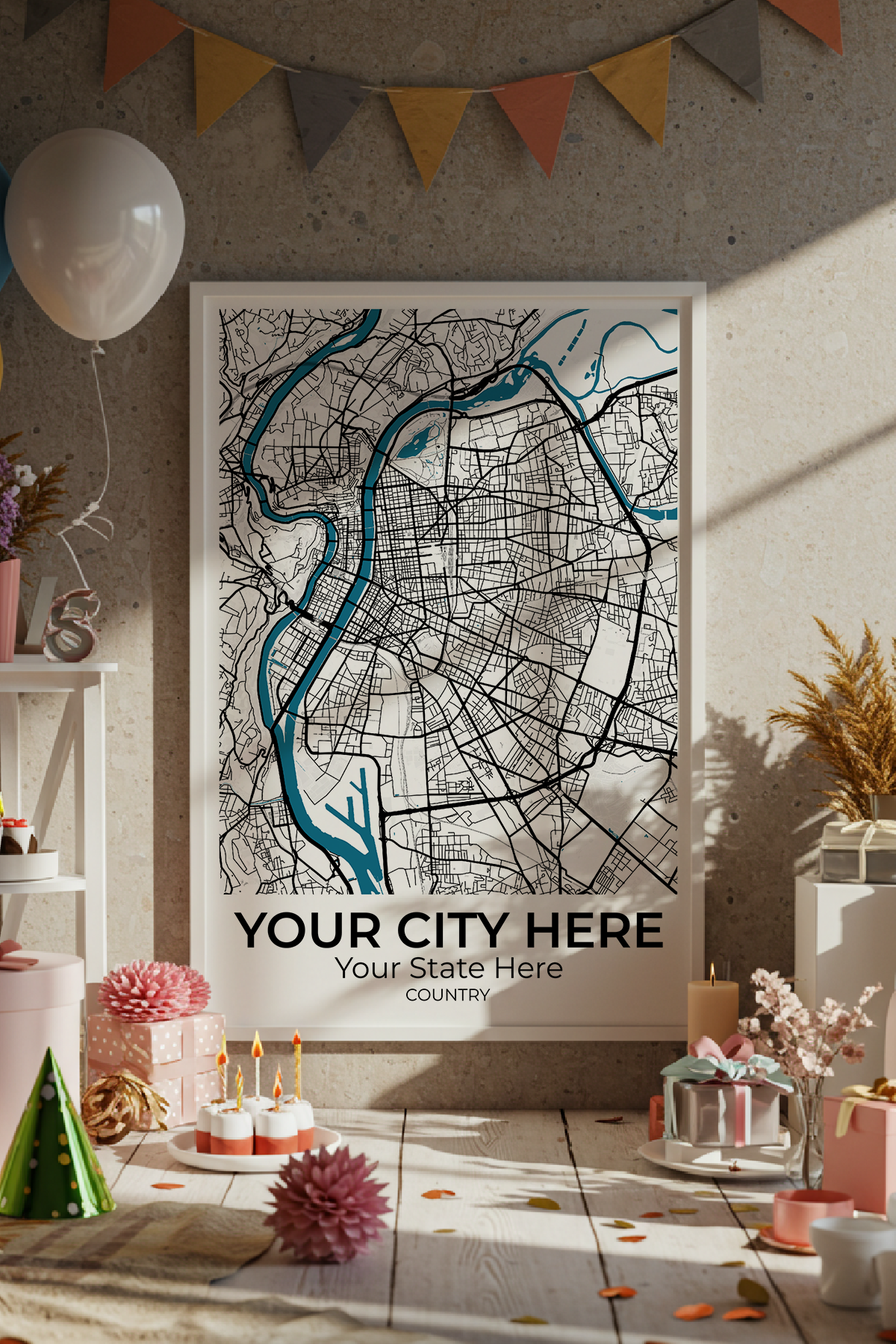 20+	Gift Idea Art Combinations: Personalizable Framed Maps - Rochag