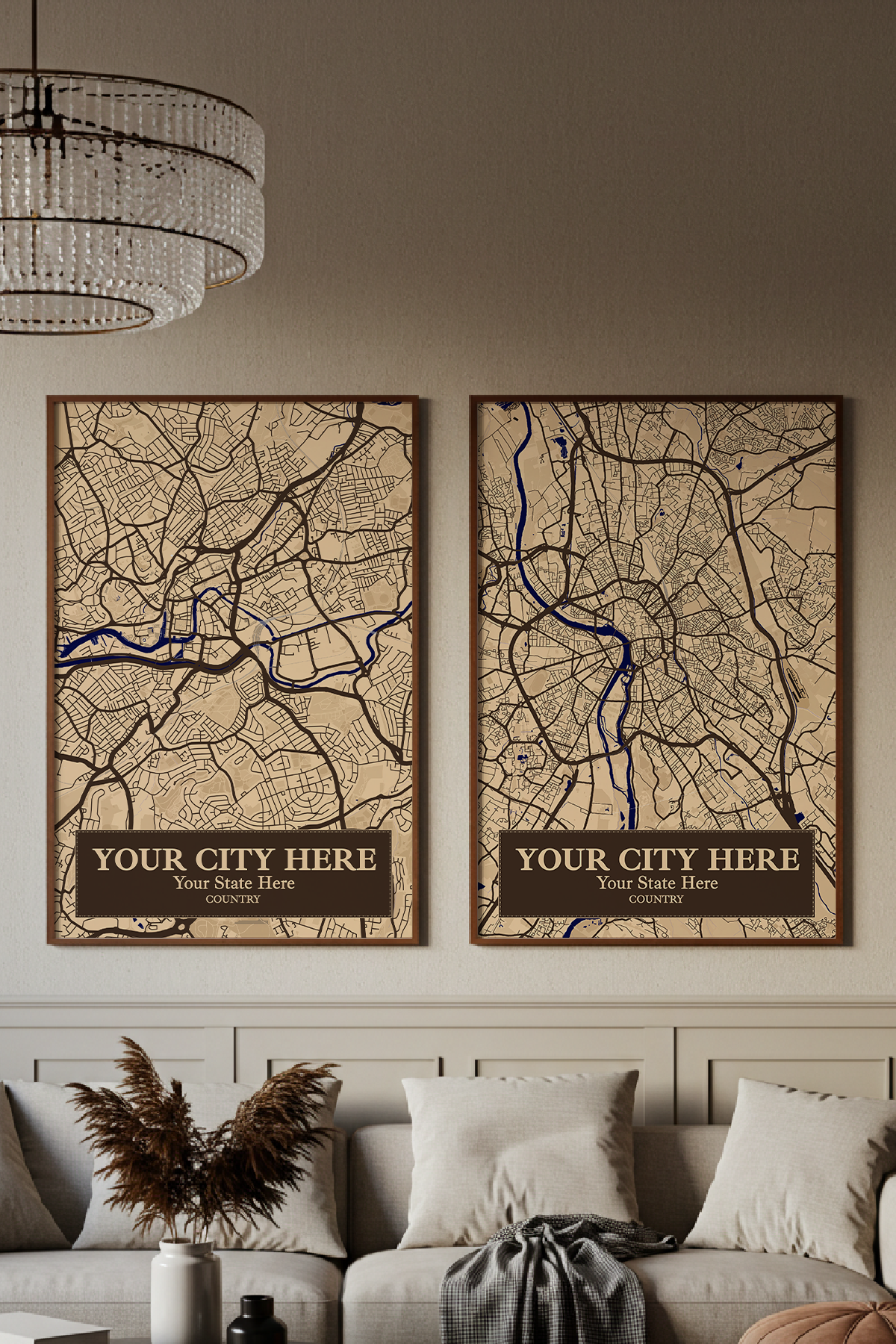 22+	Living Room Apartment Ideas Cozy Configurations: Personalizable Maps Artworks - Rochag