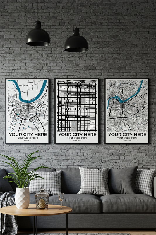 30+ Cozy Industrial Boho Living Room: Personalizable Framed Maps