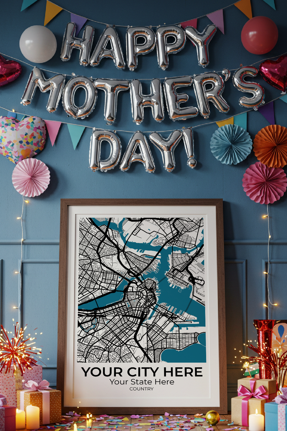 24+	Mother’s Day Room Decoration	Options: Custom Wall Art Maps