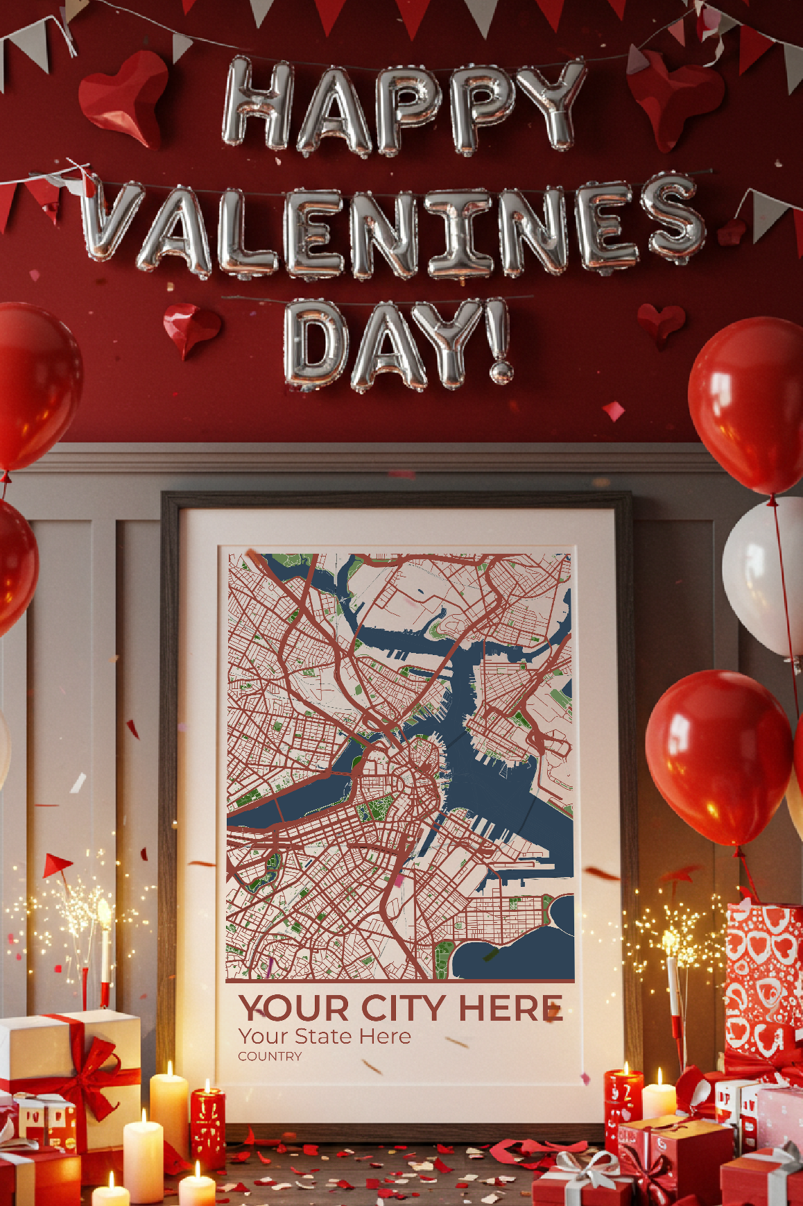 24+	Valentine's Day Gifts For Boyfriend Alternatives: Customizable Wall Art Maps