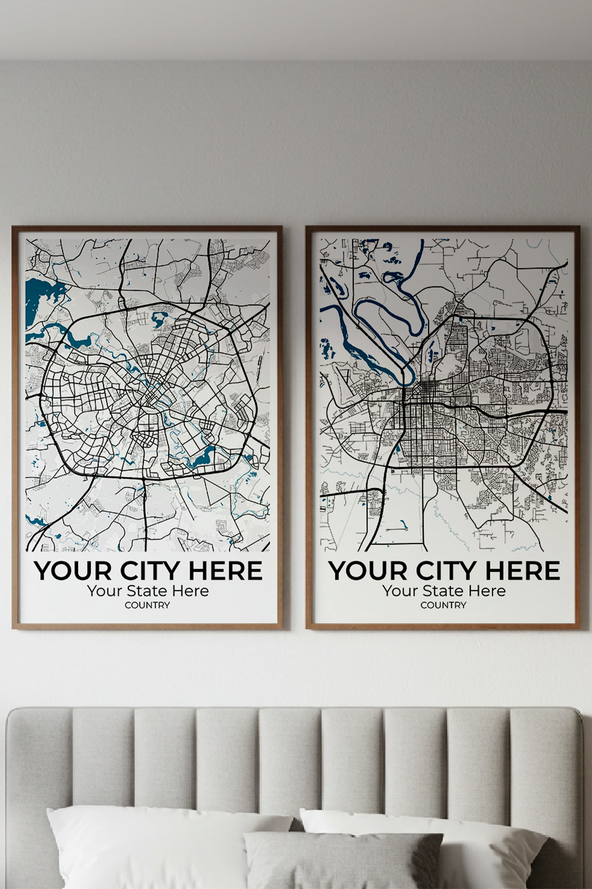 24+	Bedroom Decor Ideas For Small Rooms Wall Art Combinations: Personalizable Framed Maps - Rochag