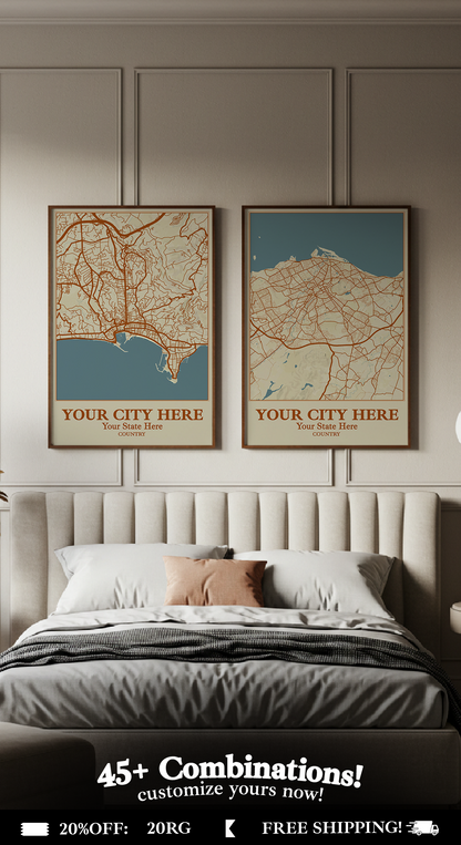 24+	Elegant Home Decor Luxury Bedroom Combinations: Personalizable Framed Maps - Rochag