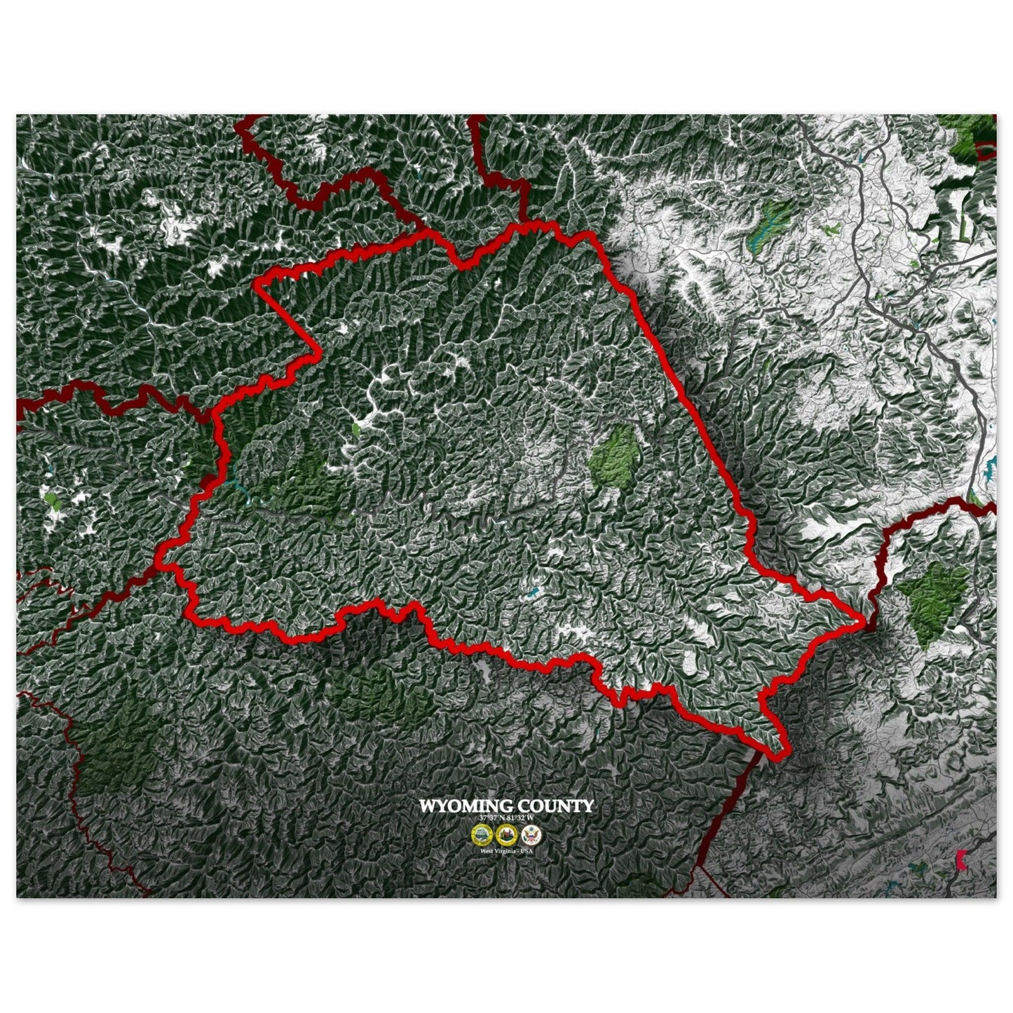 Wyoming County Map - West Virginia - Rochag