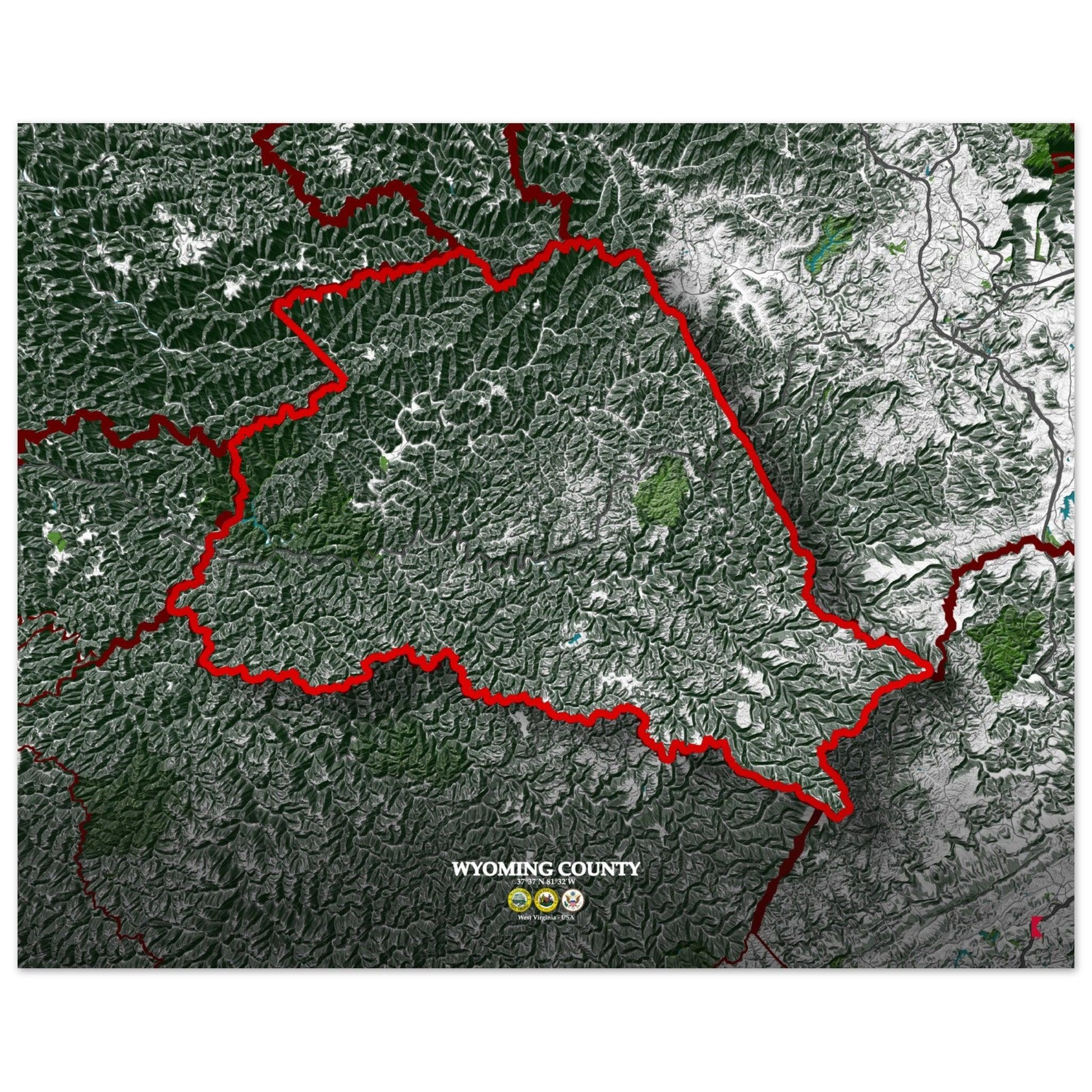 Wyoming County Map - West Virginia - Rochag