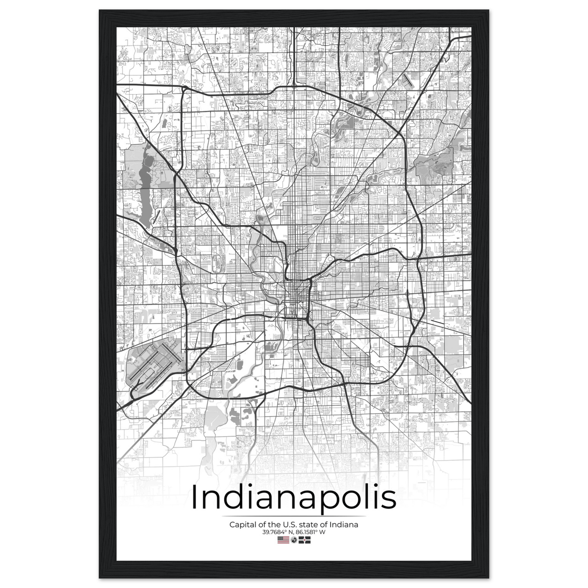 Indianapolis - Black Frame - Modern Label - Rochag