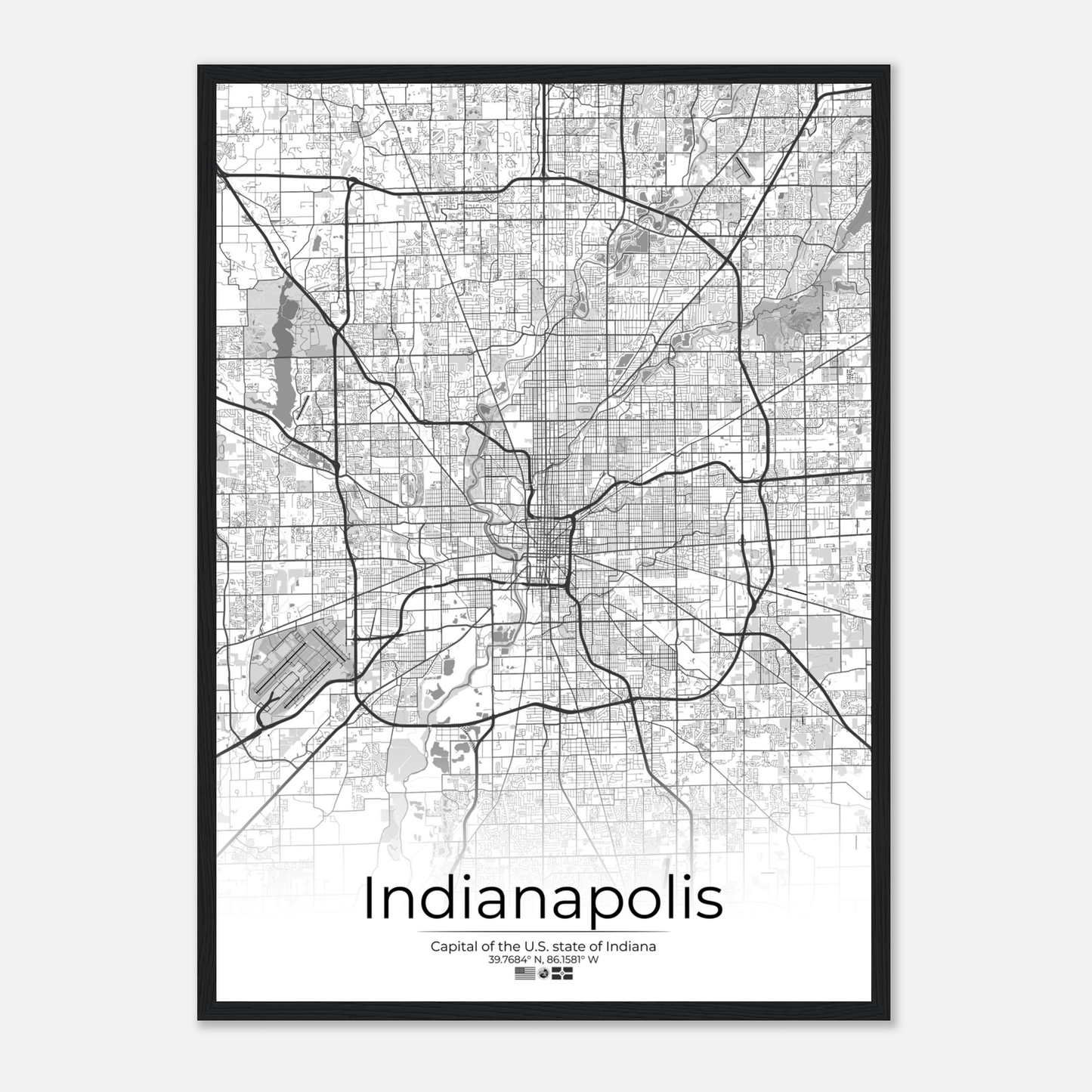 Indianapolis - Black Frame - Modern Label - Rochag